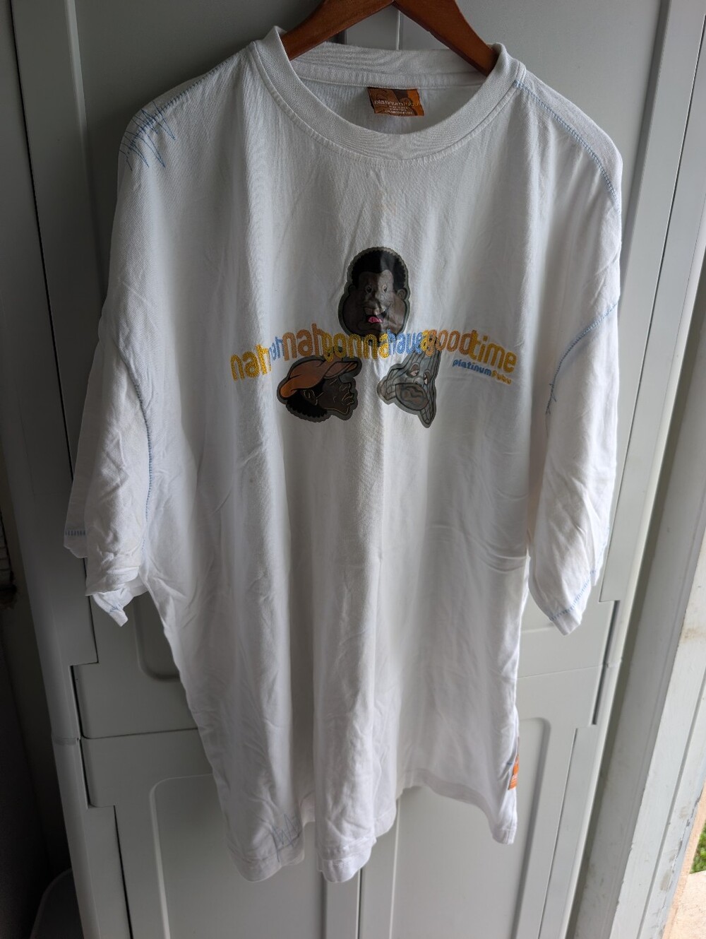 Platinum FUBU White Short-Sleeve Tee with Fat Albert Cartoon Chest Graphic Rare!